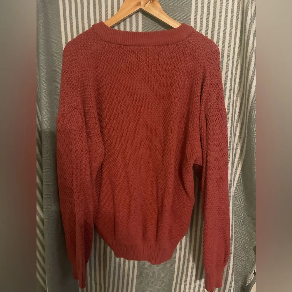 Eddie Bauer Red Waffle‎ Henley Sweater Size XL